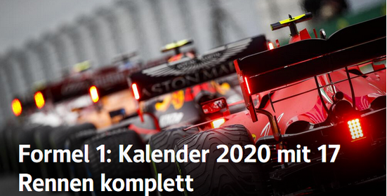 F1剩余赛程公布 无中国越南 原计划22站削减至17站