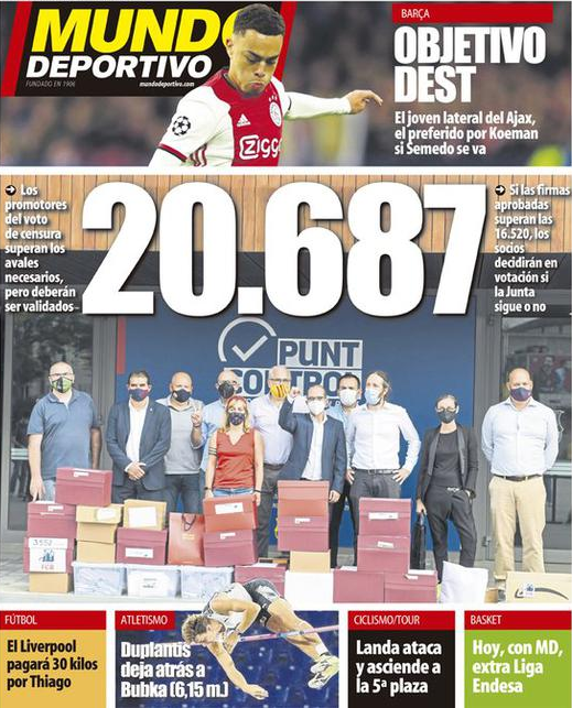 巴萨官宣:20687人联名弹劾巴托梅乌!他已考虑辞职 巴萨官宣:20687人联名弹劾巴托梅乌!他已考虑辞职