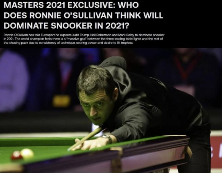 奥沙利文钦定斯诺克新三巨头：丁俊晖将成为配角