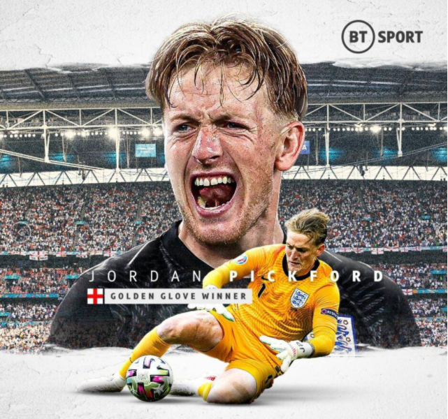 7战5场零封!皮克福德荣获2020欧洲杯金手套奖 7战5场零封!皮克福德荣获2020欧洲杯金手套奖