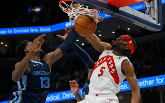 NBA-猛龙7人上双客场106-103险胜灰熊 莫兰特休战贝恩空砍26分 