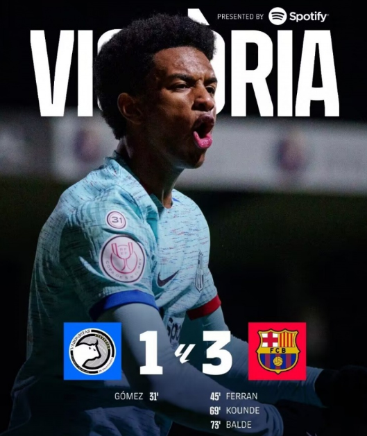 国王杯-巴萨3-1逆转尤尼恩斯塔斯 费兰单刀破门,孔德传射建功 国王杯-巴萨3-1逆转尤尼恩斯塔斯 费兰单刀破门,孔德传射建功