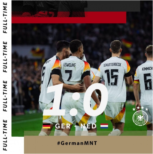 欧国联-德国1-0荷兰 勒威林国家队首秀破门+闪击被吹 西蒙斯中楣