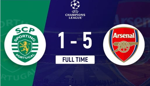 欧冠-阿森纳客场5-1葡体 枪手终结葡体9连胜 萨卡传射