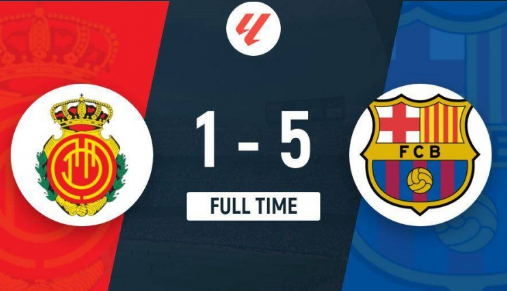 西甲-马略卡主场1-5惨负巴萨，拉菲尼亚双响，德容传射