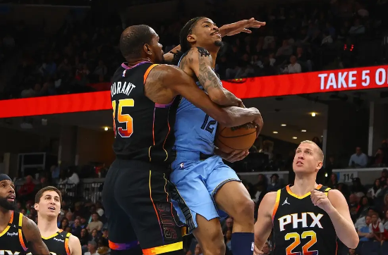 莫兰特29+12 杜兰特35分&失绝杀 布克26+9 灰熊4-0横扫太阳