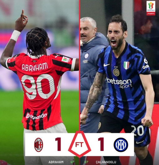 意杯-首回合米兰1-1国米 鸭脖破门 迈尼昂屡神扑