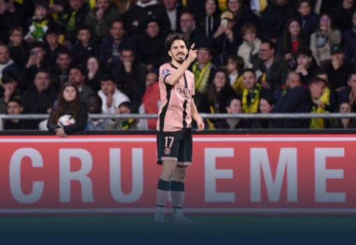 法甲-巴黎1-1南特 维蒂尼亚破门 阿什拉夫轮休